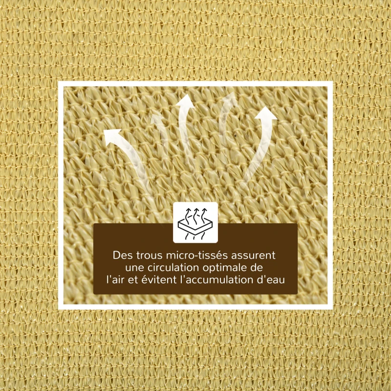 Outsunny Voile d'ombrage toile ombrage rectangulaire 6L x 4l m HDPE beige