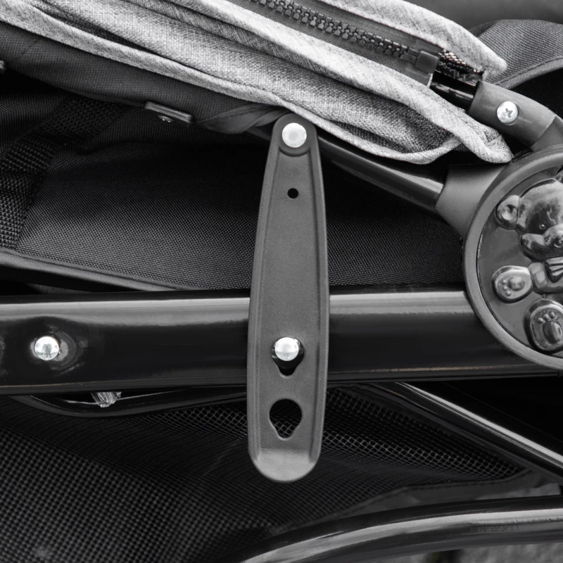 PawHut Hundewagen Hundebuggy Katzenbuggy Pet Stroller mit 3 Rädern klappbar Hunde Katze Oxford Grau+Schwarz 109,5 x 57,5 x 106,5 cm