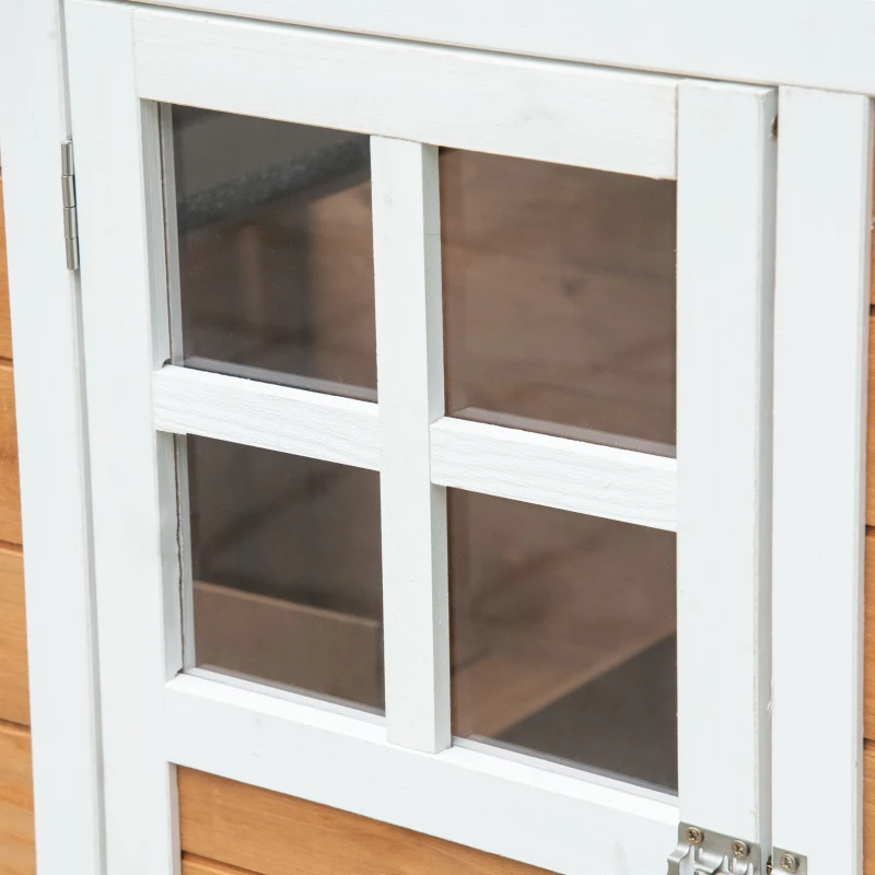 PawHut Gallinero de Madera Exterior Jaula para 2-4 Gallinas de 2 Niveles con Nido Techo Asfáltico Abatible Corral de Alambre Bandeja Extraíble y Rampa 192,7x78,9x111 cm Naranja