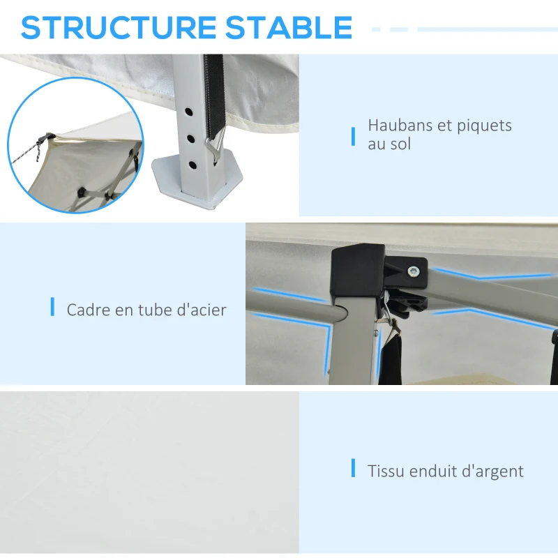 Outsunny Tonnelle barnum de jardin pop-up pliant 3 x 3 m acier époxy polyester anti UV crème