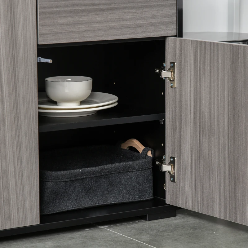 HOMCOM Aufbewahrungsschrank mit 2 Schubladen, 2 Türen, mit Kippschutz, für Wohnzimmer, Schlafzimmer, 79 x 36 x 74 cm, Hellgrau