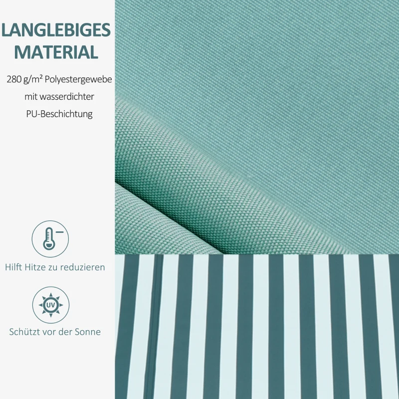 Outsunny Markise Gelenkarmmarkise Sonnenschutz Balkon Grün+weiß 3x2,5m
