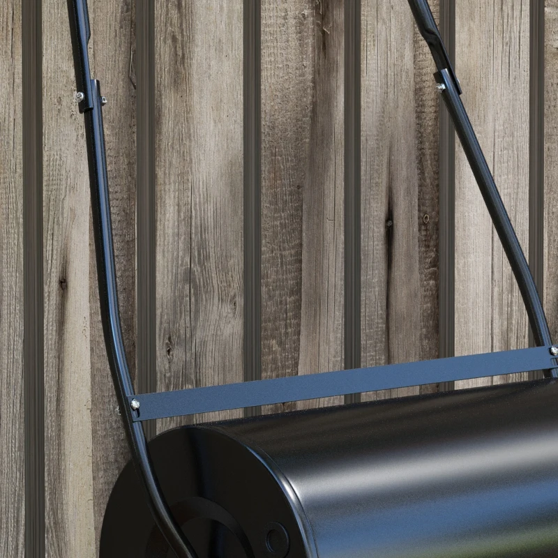 Outsunny Rouleau à gazon jardin en acier avec poignée dim. 57L x 32l x 105H cm lestage max. 46 L noir
