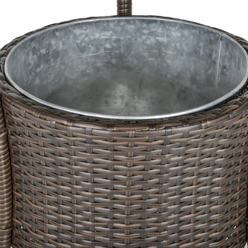 Outsunny Set 5 Pezzi Tavolino con 4 Sedie da Giardino Alte in Rattan Sintetico con Secchiello per Ghiaccio, Marrone