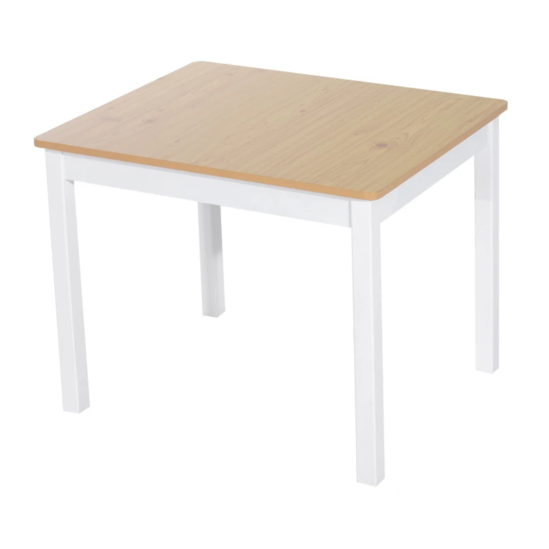 HOMCOM Mesa y Sillas Infantiles de 4 Piezas Mesa Infantil con 2 Sillas y Banco con Almacenaje Juego de Muebles para Actividades para Niños de +3 Años para Dormitorio Sala de Juegos Blanco y Natural