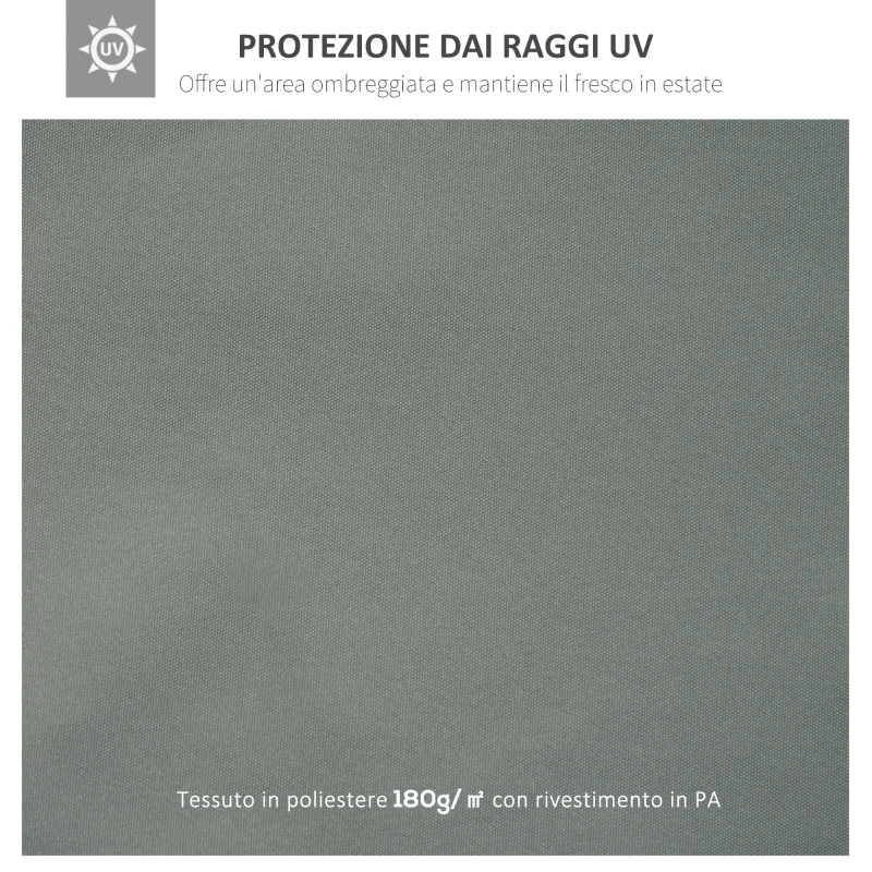 Outsunny Copertura per Gazebo 4x3 m a 2 Livelli in Poliestere con Cinghie e 10 Fori di Drenaggio, Grigio Scuro