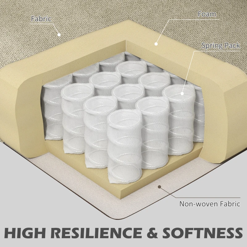 HOMCOM Upholstered Accent Chair with Rolled Arms and Wood Legs, Armchair for Living Room Bedroom, Beige