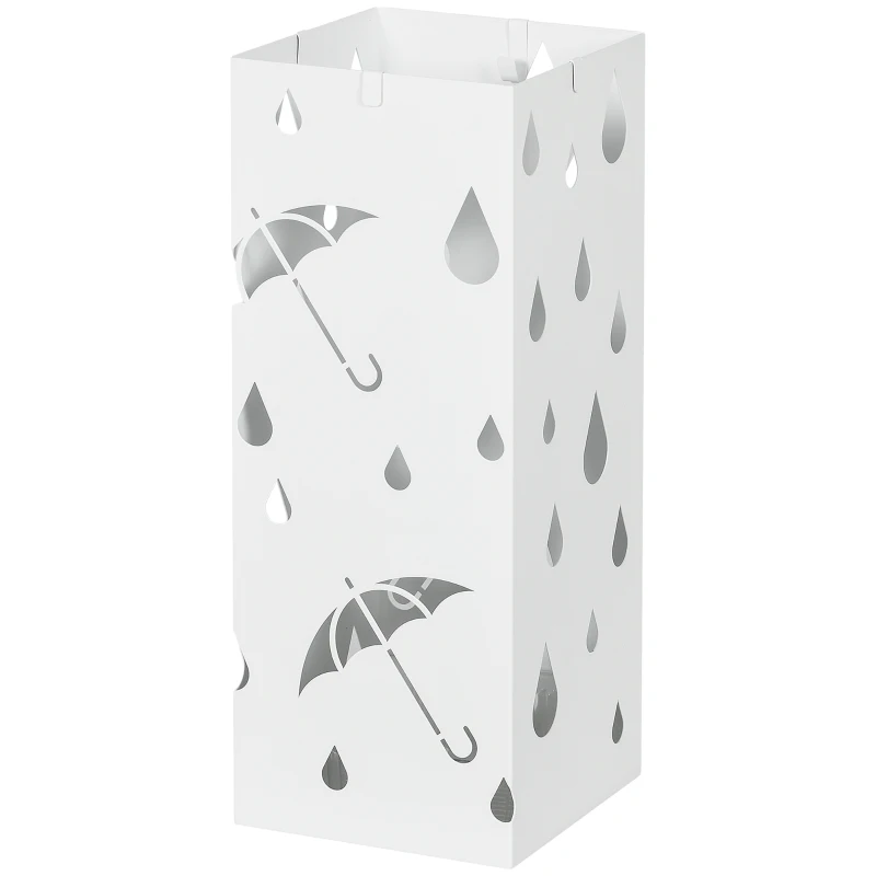 HOMCOM Six-Umbrella Steel Holder Stand - White