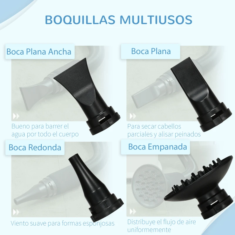 PawHut Secador de Pelo para Perros Soplador para Mascotas Profesional con Temperatura Ajustable 23x23x26,5 cm Blanco