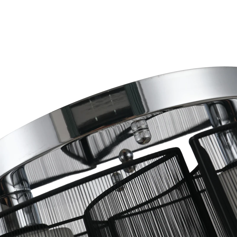 HOMCOM Plafonnier 2 lampes design contemporain filaire dim. Ø47 x 33H cm métal chromé verre toile noir