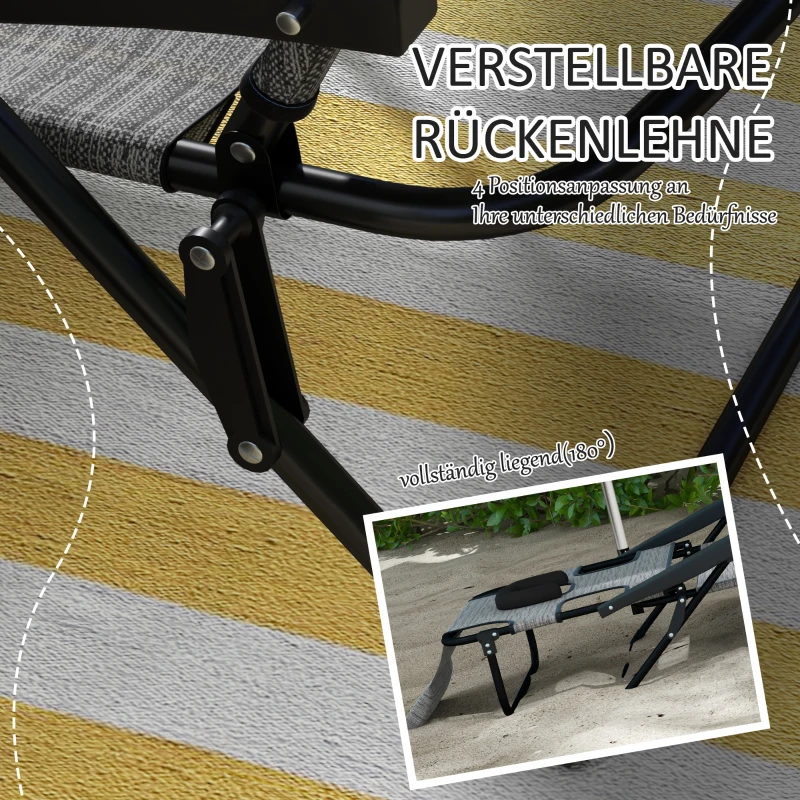 Outsunny Tuinligstoelen Relaxligstoel, Opvouwbaar, Weerbeständig, 194 cm x 72 cm x 31 cm, Zwart + Grijs