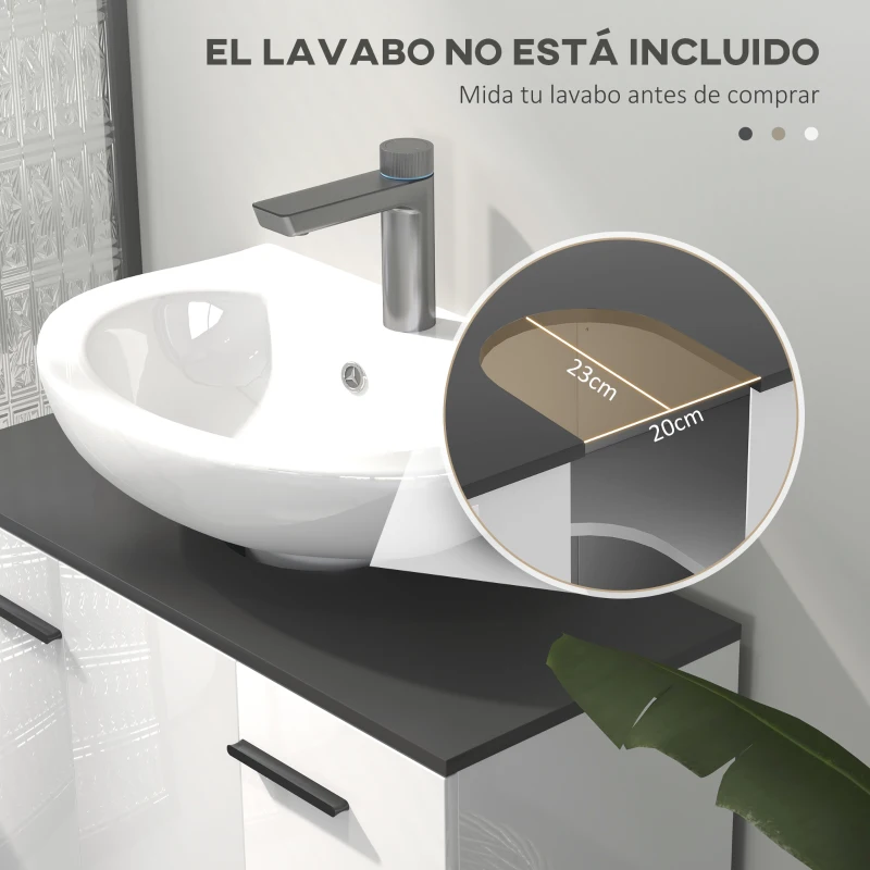 HOMCOM Mueble bajo Lavabo con 2 Puertas y Estantes Ajustables para Lavabo con o sin Pedestal 80x34x60 cm Blanco