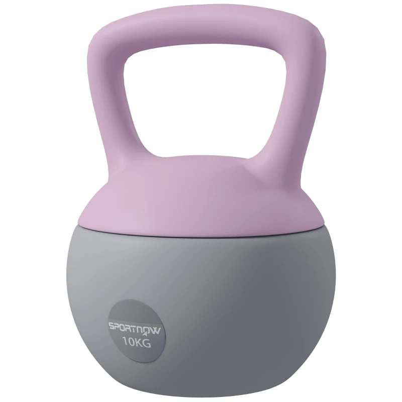 SPORTNOW 10KG Soft Kettlebell, Kettlebell with Non-Slip Handle for Home Gym, Weight Lifting, Strength Training, Purple/Grey