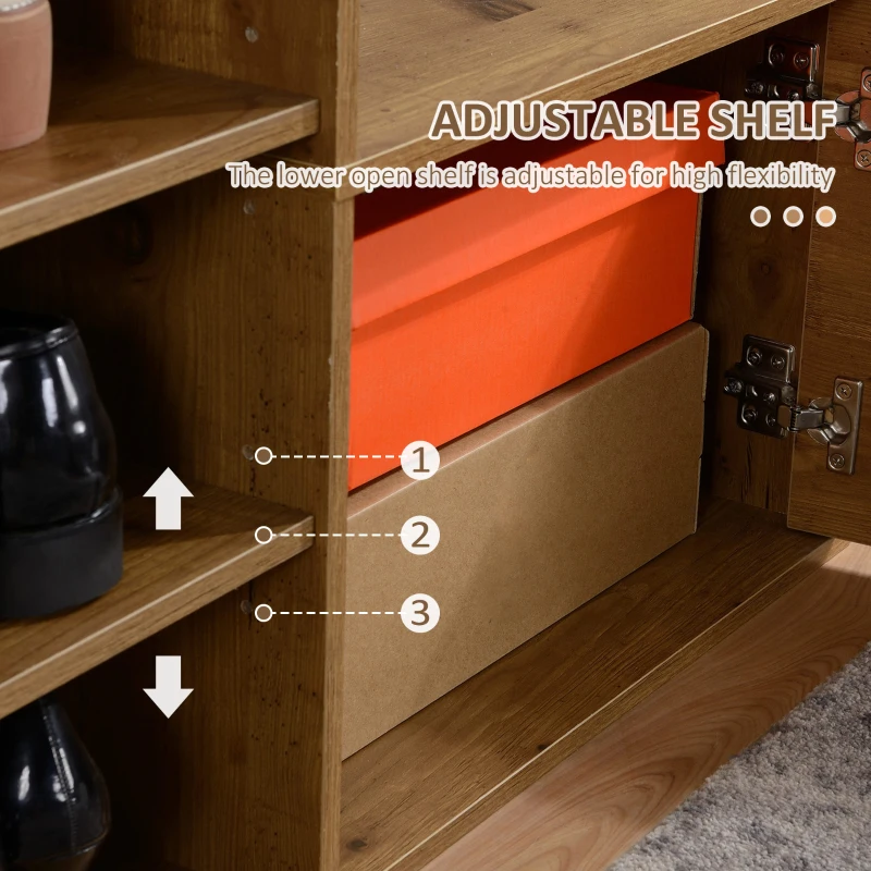 HOMCOM Coat Rack with Shoe Bench Set, Hall Tree, Hallway Set with 6 Hooks, Drawer and Storage Cabinet, Black and Natural