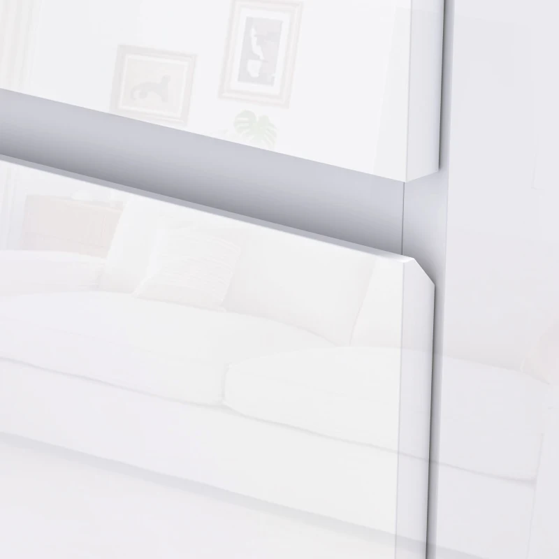 HOMCOM Cómoda con 4 Cajones Diseño Anti-vuelco Cajonera para Salón Pasillo 55x33x80 cm Blanco Brillante(m-9)