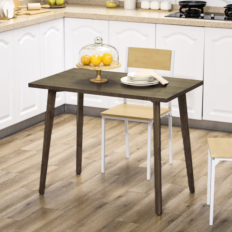 HOMCOM Mesa de Comedor Rectangular Mesa para Salón con Patas de Madera de Pino 98x60x76,5 cm Natural