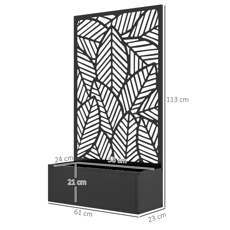 Outsunny Jardinière avec brise-vue paravent treillis pour Plante Grimpante, bac à Fleurs - dim. 61L x 23l x 113H cm(m-3)