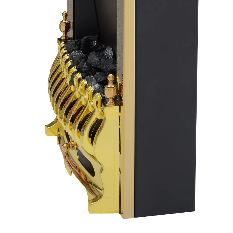 HOMCOM Camino Elettrico da Incasso o da Terra Potenza 1000W / 2000W in Plastica e Metallo 48.2 × 18.5 × 59.2cm Oro