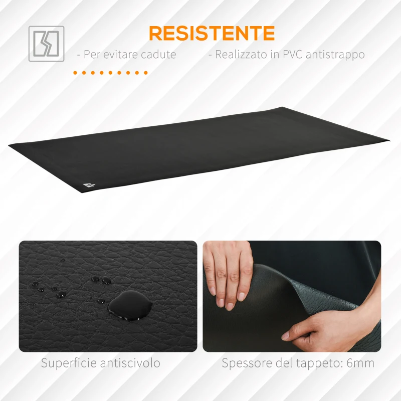 HOMCOM Tappeto Palestra Ammortizzante per Tapis Roulant e Cyclette, Tappetino Fitness in PVC Antiscivolo, 180x90cm, Nero