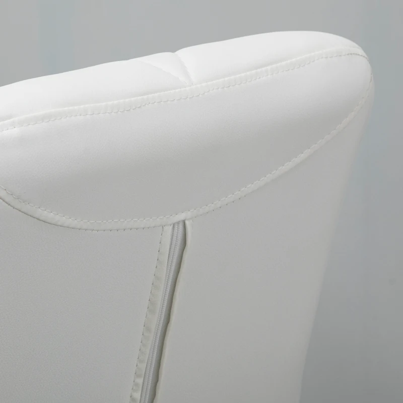 HOMCOM Set 2 Sgabelli da Bar con Altezza Regolabile, Base in Metallo e Seduta in Pelle PU, Sgabelli con Schienale e Poggiapiedi, 51.5x57.5x93-114.5cm, Bianco