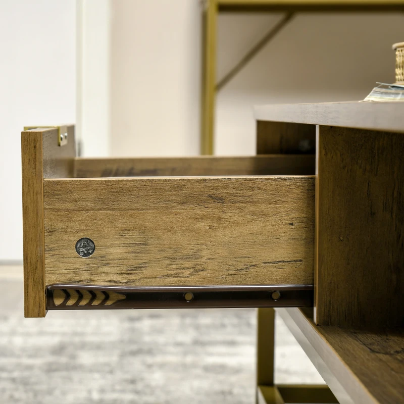 HOMCOM Tavolino da Salotto Rettangolare con Cassetto e 2 Ripiani Aperti, 100x59x42.8cm