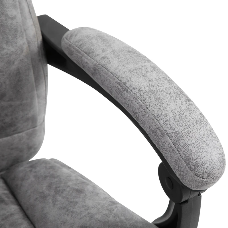 Vinsetto Sedia da Ufficio Massaggiante e Riscaldante ad Altezza Regolabile, Poltrona con Poggiapiedi, Sedia Ergonomica in Microfibra, 62x70x113-120 cm, Grigio