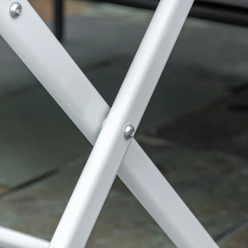 Outsunny Klapptisch Gartentisch mit Ø42mm Ø50mm Schirmloch Falttisch klappbar Beistelltisch Balkontisch Picknicktisch Esstisch Metall gehärtetes Glas Weiß 110 x 70 x 70 cm