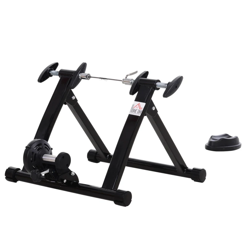 HOMCOM Rollentrainer Fahrradtrainer Heimtrainer Magnetbremse 26"-28"/700C Stahl Schwarz