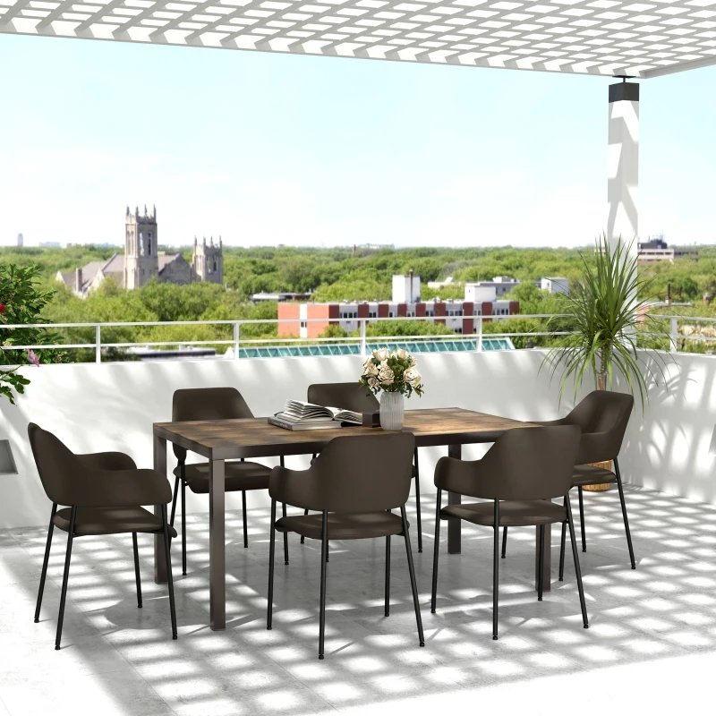 Outsunny Tavolo da Giardino Allungabile da 160-240 cm per 6-8 Persone Rettangolare in Acciaio e Alluminio, Effetto Legno