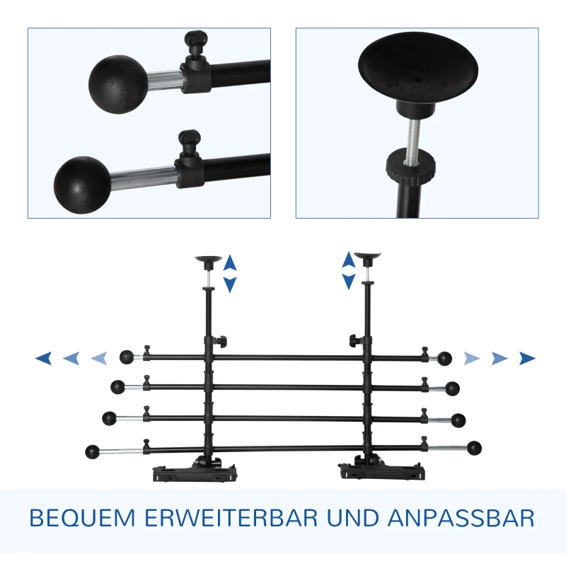 Aosom Hunde-Autotrennwand Höhen- und Breitenverstellbar Stahl + ABS Schwarz