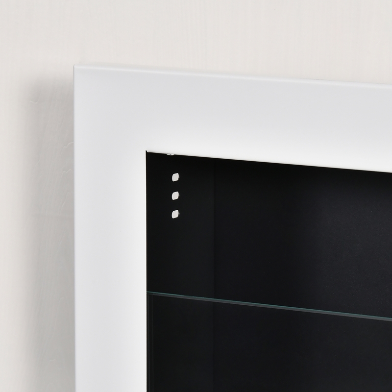 HOMCOM Ethanol-Kamin Bio-Ethanol-Brenner 3 Brennboxen 1L 3 Std. Brenndauer 2000W kein Rauch wandmontiert Stahl gehärtetes Glas Weiß 120 x 15 x 40 cm