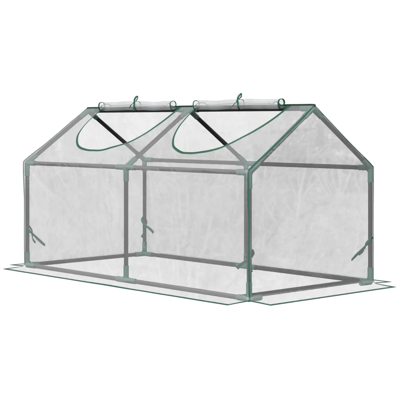 Outsunny Mini Serra da Giardino con 2 Finestre Avvolgibili e Copertura PVC Anti-UV, 120x60x60cm, Trasparente