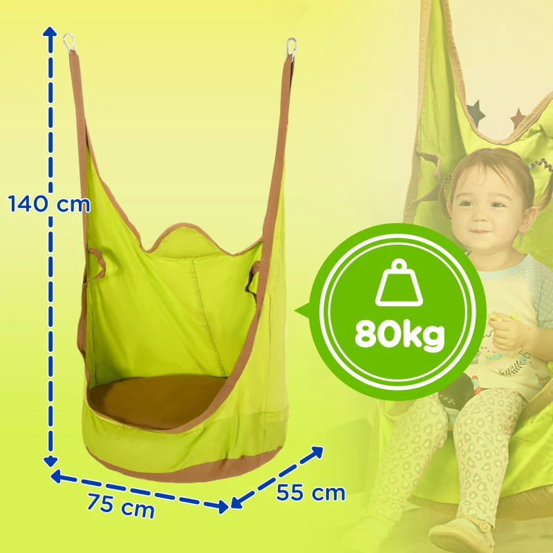Outsunny Hanging Pod Swing Seat 100% Cotton Child Hammock Chair with Cushion Tent for Indoor Outdoor Garden