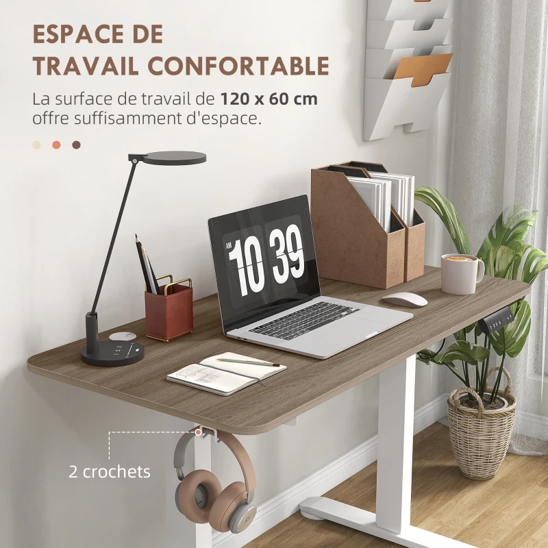 Vinsetto Bureau assis-debout électrique réglable en hauteur avec fonction mémoire, bureau réglable en hauteur 72-116 cm