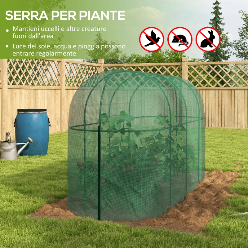 Outsunny Serra per Piante a Rete 3x1x1.5m con Porta a Cerniera e Picchetti a Terra, Verde