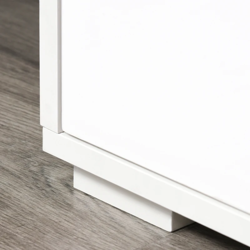 HOMCOM TV Schrank, TV-Kommode mit Schubladen und offenen Regalen, Fernsehschrank, Fernsehtisch, Glas, Weiß, 100 x 40 x 45 cm