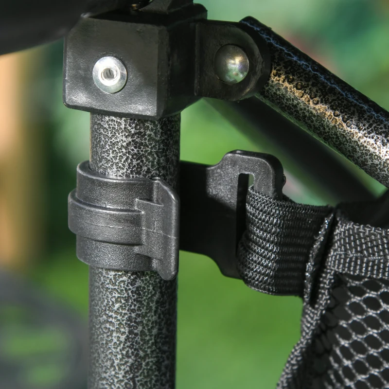 Outsunny Table pliante table de camping table de jardin filet rangement + sac transport plateau alu. châssis métal époxy noir