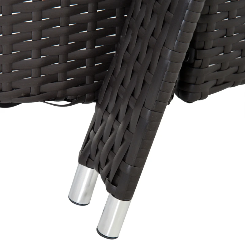 Outsunny Transat bain de soleil grand confort : matelas, têtière, inclinaison réglable multipositions, accoudoirs, roulettes résine tressée marron foncé