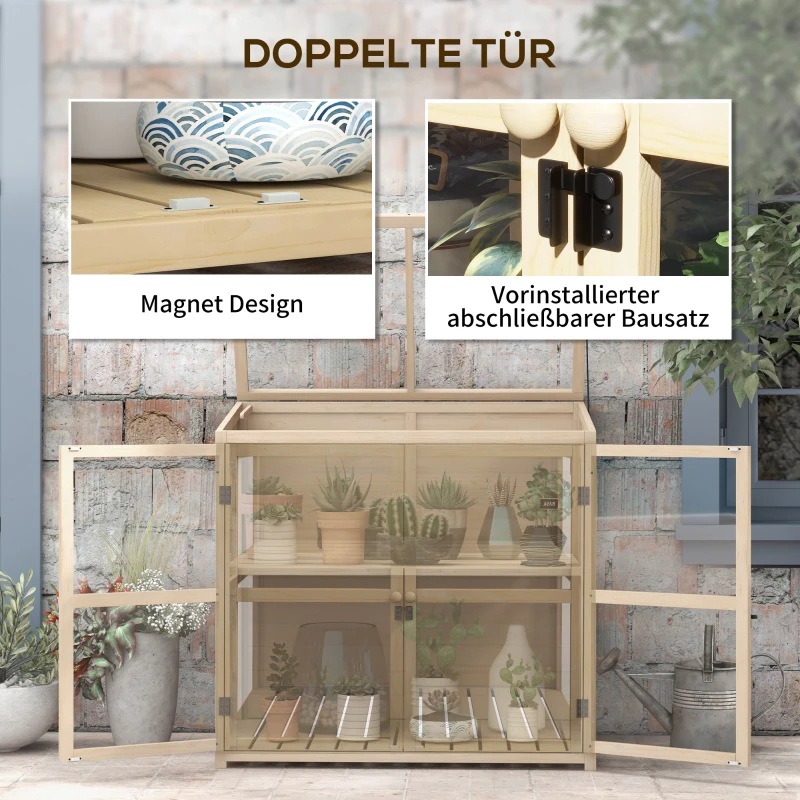 Outsunny Frühbeet Hochbeet Pflanzenbeet, wetterbeständig, 2 Ebenen, Fichtenholz, 103 x 61 x 103 cm, Natur