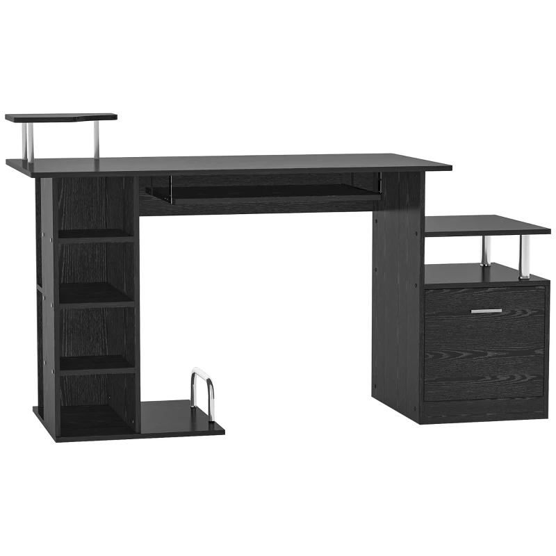 HOMCOM Computertisch Schreibtisch Bürotisch PC Tisch Arbeitstisch Kombitisch Schwarz