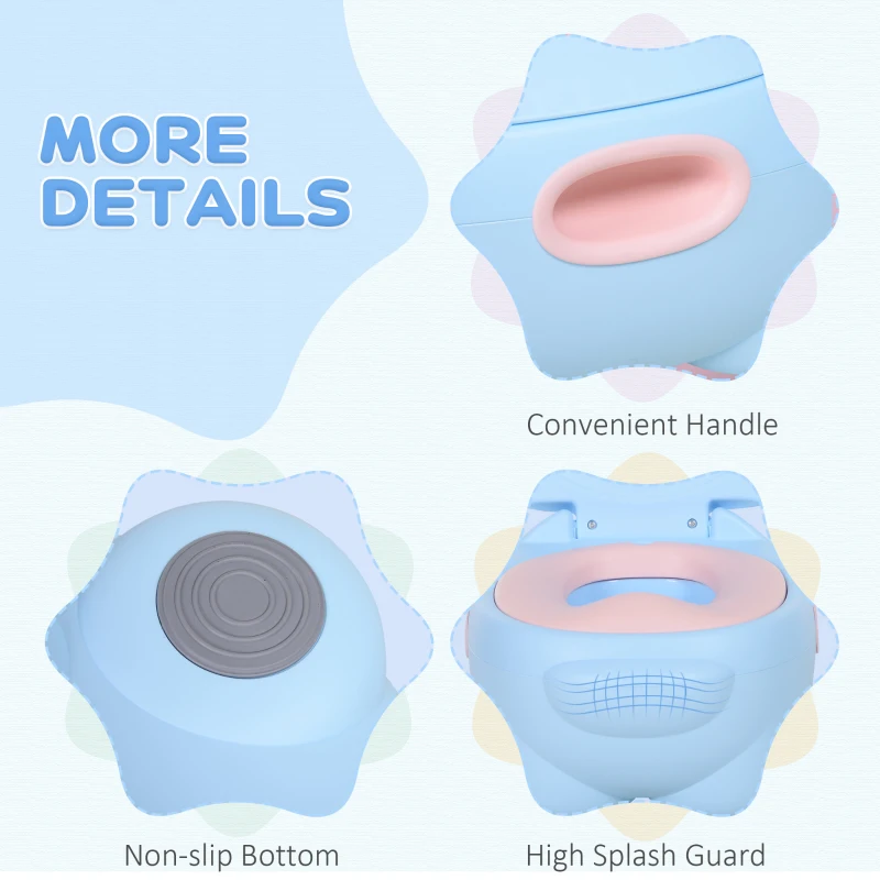 HOMCOM Portable Baby Potty Kids Children Training Toilet Chair Toddler Trainer Stool with Cushion 6 Months - 2 Years Blue