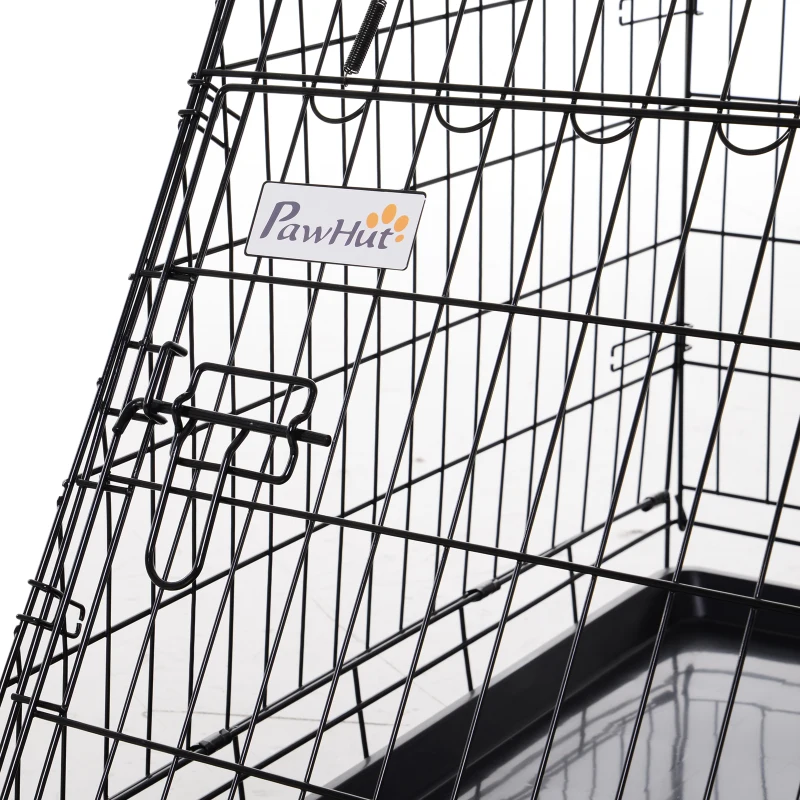 PawHut Cage de transport pour chien taille L dim. 77L x 47l x 55H cm métal noir