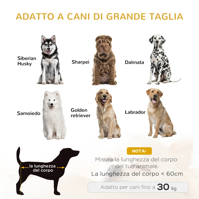 PawHut Cuccia per Cani Grandi Rialzata, Lettino Morbido per Cani fino 30kg, per Interni ed Esterni, Grigio, 93.5x69x48.5cm