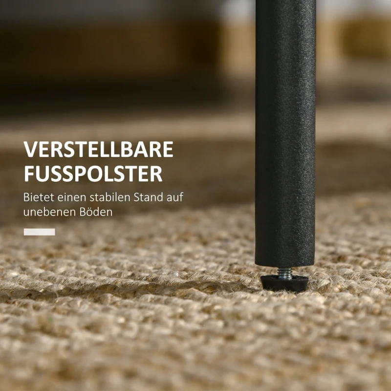 HOMCOM Couchtisch mit Ablage, verstellbare Füße, Stahlrahmen, Glasplatte, 100 x 55 x 45,5 cm, Schwarz