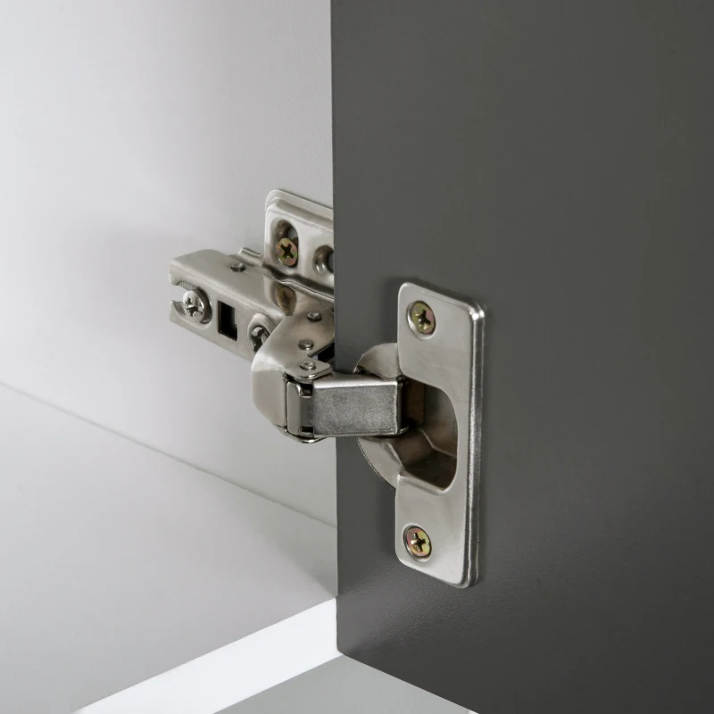 HOMCOM Küchenschrank Hochschrank mit 2 Türen Regal Mikrowellenregal Küchenbuffet mit unterem Aufbewahrungsschrank und 3 Schubladen Kommode Spanplatte Stahl Grau+Weiß 60 x 40 x 160 cm