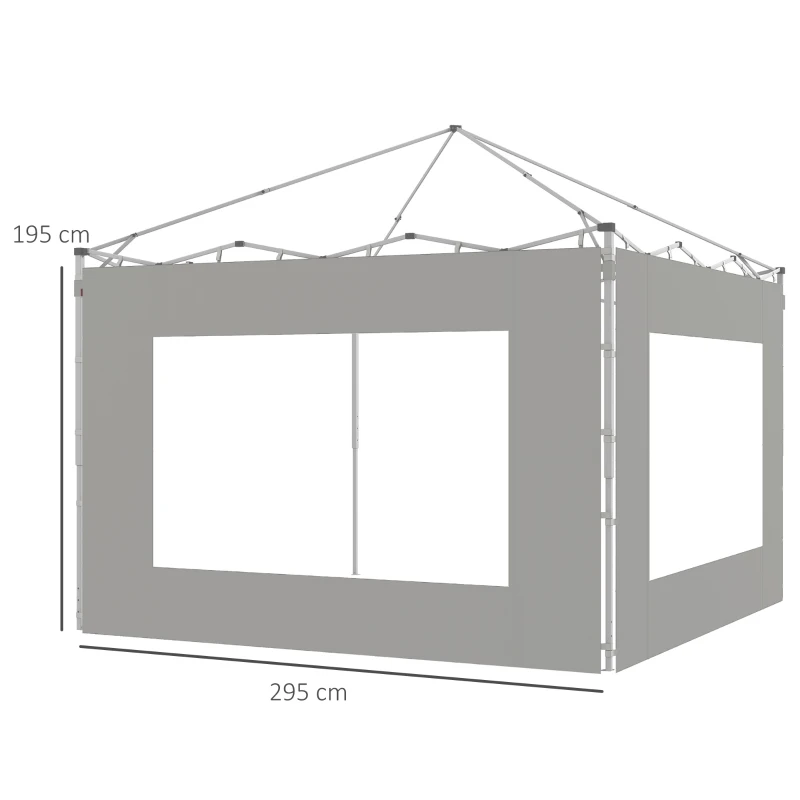 Outsunny Laterales para Carpa de Repuesto de Tela Oxford 2 Paneles de 295x195 cm con 1 Ventana para Carpas de 6x3 m 3x3 m Gris