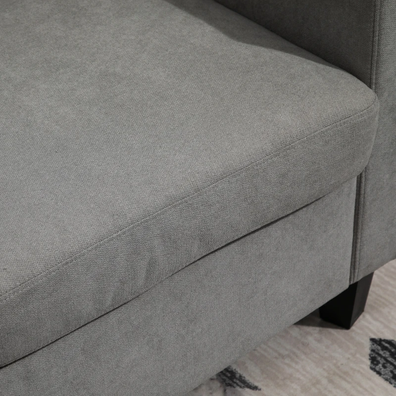 HOMCOM Canapé d'angle canapé 3 places avec méridienne réversible gauche ou droite pour salon, bureau, appartement, tissu polyester 197L x 139l x 91H cm gris clair