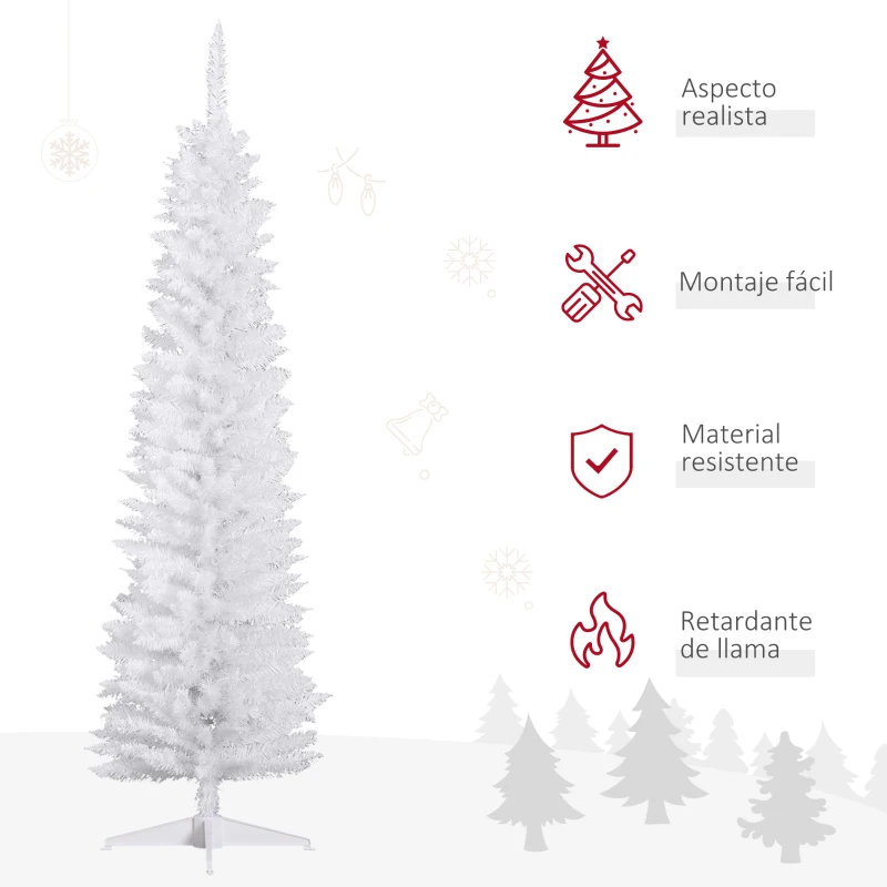 HOMCOM Árbol de Navidad Artificial 180 cm con 390 Puntas Decoración Navideña para Interiores Fácil de Montar Blanco