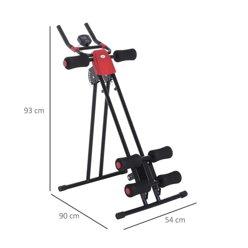 HOMCOM Bauchtrainer für Zuhause klappbar Bauchmuskeltrainer mit LCD-Monitor, Widerstand Trainingsgerät Fitnessgerät für Ganzkörpertraining belastbar bis 100 kg