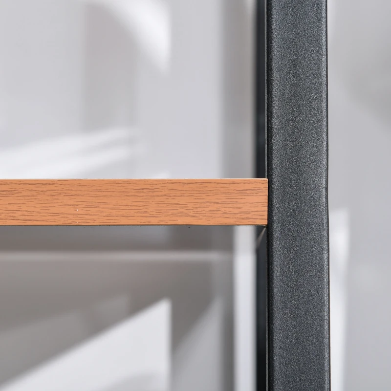 HOMCOM Estantería de Escalera Estantería Industrial Librería con 4 Estantes para Libros para Salón 60x35x145 cm Marrón Rústico